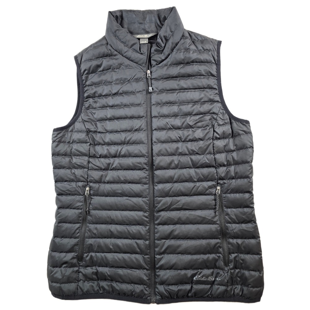 Eddie Bauer Down Puffer Vest Women Medium Black Insulated 700 Fill EB700